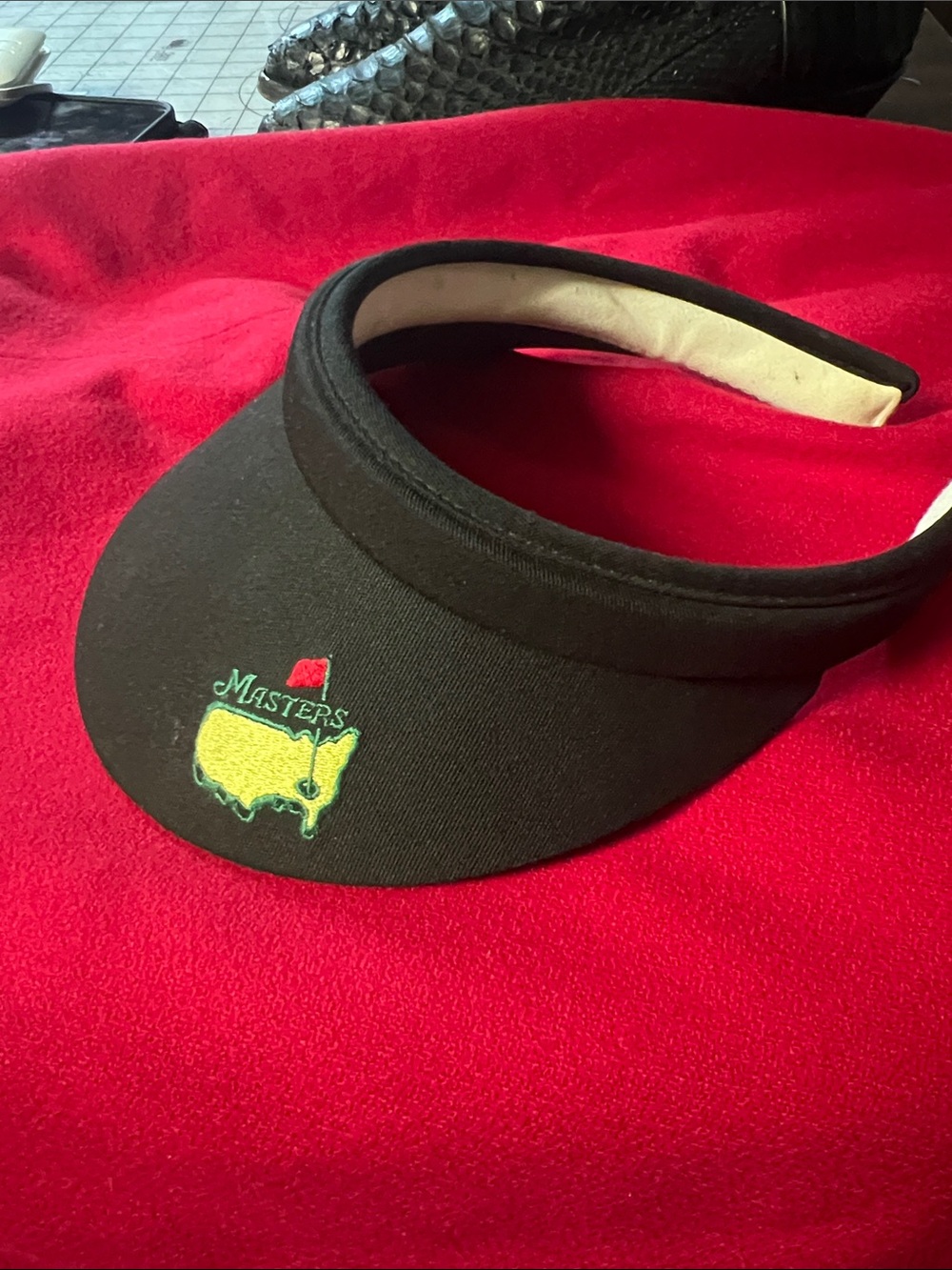 Masters Black Visor with Yellow & Green Embroidered Crest
